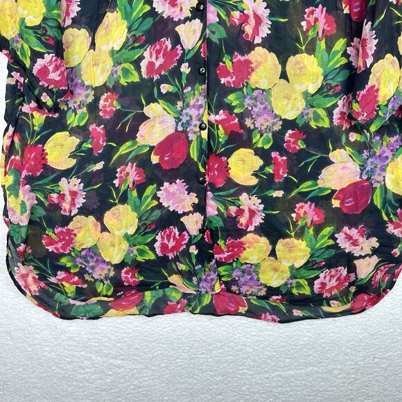 VTG 80's Jacque & Koko‎ Shirt Button Up 26/28 Floral Hawaiian Artsy Boho Sheer - Picture 3 of 14